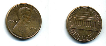 США 1 ЦЕНТ 1976 ЛИНКОЛЬН KM 201 медь цинк 46-569