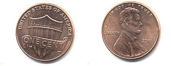 США 1 ЦЕНТ 2011 ЛИНКОЛЬН, ЩИТ KM 469 цинк плакированный медью 86-359