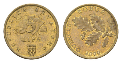 Хорватия 5 лип 2000 четный год KM 15 сталь плакированная латунью 4659-667