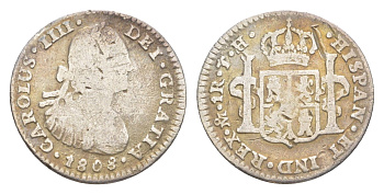 Мексика 1 реал 1808 Mo, Карл IV (1788-1808) KM 81 серебро 603-911