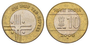 Индия 10 рупий 2006 Единство в многообразии KM 353 биметалл UNC 3459-1243