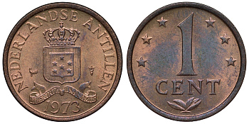 Нидерландские Антилы 1 цент 1973 Юлиана (1948-1980) KM 8 бронза UNC 4118-917