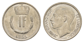 Люксембург 1 франк 1965 Герцог Жан (1964-1999) KM 55 медно-никель 4643-534