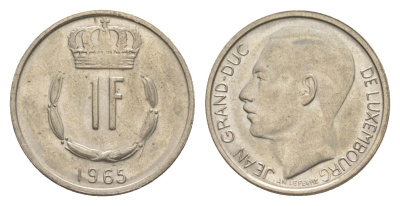 Люксембург 1 франк 1965 Герцог Жан (1964-1999) KM 55 медно-никель 4643-534