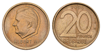Бельгия 20 франков 1996 Belgique, Альберт II (1993-2013) KM 191 никель латунь 190-255
