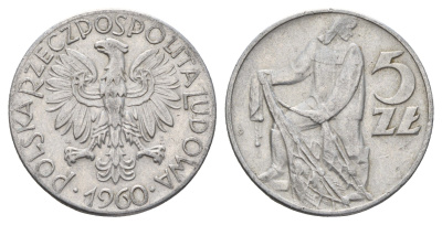 Польша 5 злотых 1960 Y 47 алюминий 4634-1113