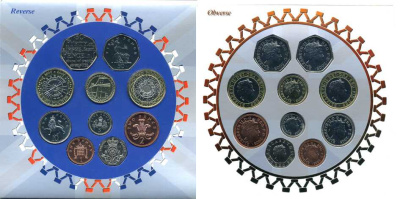 Великобритания набор из 10 монет 2005 официальный набор в оригинальном картонном буклете BUNC 1-4-2-29