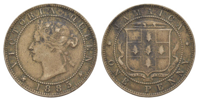 Ямайка 1 пенни 1885 Виктория (1837-1901) KM 17 медно-никель 1530-415