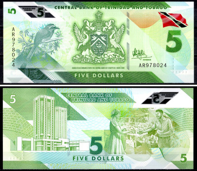 Тринидад и Тобаго 5 долларов 2020 Pick 61 пластик UNC (пресс) 402-52-1-1