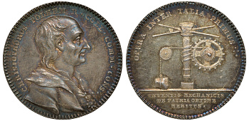 Швеция медаль 18-й век шведский ученый, изобретатель и промышленник Кристофер Польхаммер (Польхем), диаметр 31,6 мм., вес 11,1 гр.  серебро    00-809-12