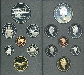 Канада набор из 7 монет  1991 175 лет первому пароходу "Фронтенак", оригинальная коробка и сертификат    PROOF  5-5-1-04