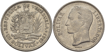 Венесуэла 1 боливар 1967 Симон Боливар KM 42 никель 31-522