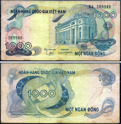 Южный Вьетнам 1000 донгов ND (1971) Pick 29 a бумага 7376-2-2-2