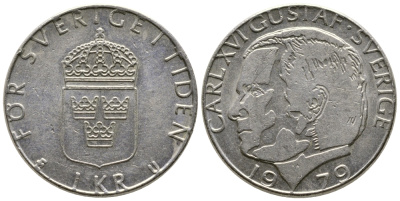Швеция 1 крона 1979 Карл XVI Густав (1973- ) KM 852 медь плакированная медно-никелем 91-223