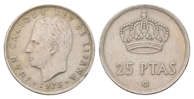 Испания 25 песет 1975 (80) Хуан Карлос I (1975-2014) KM 808 медно-никель 183-224