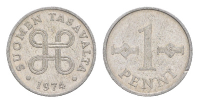 Финляндия 1 пенни 1974 KM 44a алюминий 4647-241
