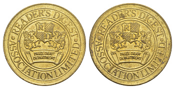 Нидерланды рекламный жетон - Ридерз дайджест ND диаметр 31 мм, вес 9 гр латунь UNC 4645-716