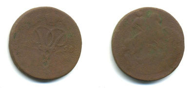 РОССИЯ 1 КОПЕЙКА 1758 медь 61-226