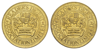 Нидерланды рекламный жетон - Ридерз дайджест ND диаметр 31 мм, вес 9 гр латунь UNC 4645-716