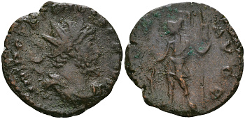 Римская Империя, императоры в Галлии антониниан 271 - 274 Тетрик, IMP TETRICVS P F AVG, бюст императора / VIRTVS AVGG, Виртус, персонификация Воинской Доблести RIC 148 биллон 1073-19-16