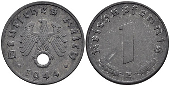 Германия 1 рейхспфенниг 1944 E KM 97, J. 369 цинк 4547-254