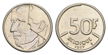 Бельгия 50 франков 1987 Belgique, Бодуэн I (1951-1993) KM 168 никель 4538-1055