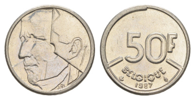 Бельгия 50 франков 1987 Belgique, Бодуэн I (1951-1993) KM 168 никель 4538-1055