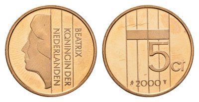 Нидерланды 5 центов 2000 Беатрикс (1980-2013) KM 202 бронза PROOF 1515-2322
