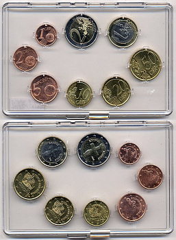 КИПР ЕВРОНАБОР ИЗ 8 МОНЕТ 2008 В ПЛАСТИКОВОМ ПЛАНШЕТЕ UNC 6-5-9