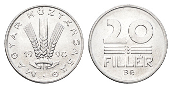 Венгрия 20 филлеров 1990 BP KM 676 алюминий UNC 4668-212