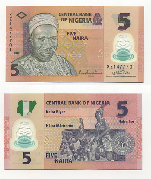 Нигерия 5 найра 2009 Абубакар Тафава Балева, барабанщики Pick 38 b (2) пластик UNC (пресс) 6283-43-1