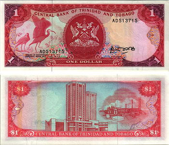 ТРИНИДАД И ТОБАГО 1 ДОЛЛАР 1985 ПОДПИСЬ 4 Pick 36а бумага UNC (ПРЕСС) 2192-53-3-2