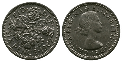 Великобритания 6 пенсов 1962 Елизавета II (1952-2022) KM 903, Spink 4149 медно-никель 4381-742