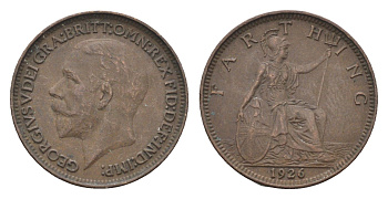 Великобритания 1 фартинг 1926 Георг V (1910-1936) KM 825, Spink 4061 бронза 4664-264