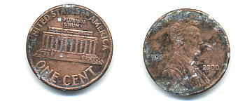 США 1 ЦЕНТ 2000 ЛИНКОЛЬН KM 201b цинк плакированный медью 86-422