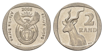 ЮАР 2 ранда 2008 KM 445 медь плакированная никелем 4628-223