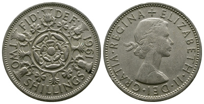 Великобритания 2 шиллинга (флорин) 1961 Елизавета II (1952-2022) KM 906, Spink 4146 медно-никель 4382-313