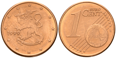 Финляндия 1 евроцент 1999  KM 98 сталь плакированная медью  UNC  4189-135