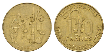 Западная Африка (BCEAO) 10 франков 2005 KM 10 медь алюминий никель 4656-846