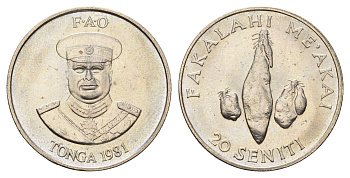 Тонга 20 сенити 1981 KM 70 медно-никель UNC 176-512