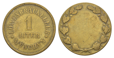 Германия, Мюнхен жетон 1 литра пива ND латунь 4638-146