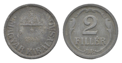 Венгрия 2 филлера 1944 BP KM 519 цинк 4664-913