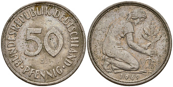 ФРГ 50 пфеннигов 1969 D KM 109, J. 384 медно-никель 4189-852