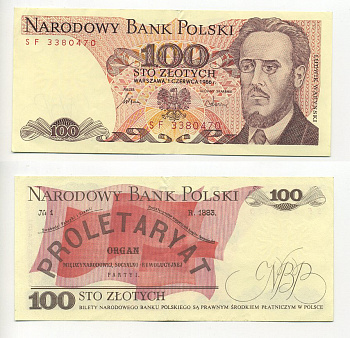ПОЛЬША 100 ЗЛОТЫХ 1986 1 ИЮНЯ 1986, ЛЮДВИГ ВАРИНСКИЙ Pick 143e бумага 6294-56-4