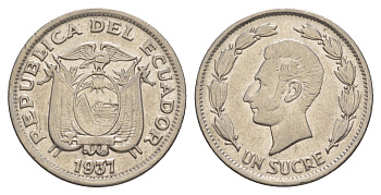 Эквадор 1 сукре 1937 KM 78.1 никель 4641-625