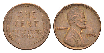 США 1 цент 1956 KM 132 бронза 4644-563