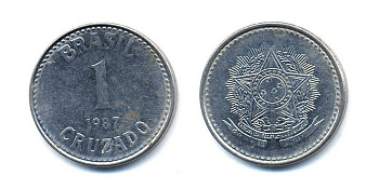 Бразилия 1 крузадо 1987 KM 605 нержавеющая сталь 51-4731