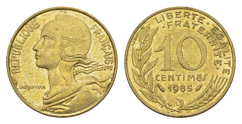 Франция 10 сантимов 1985 тип Morlon KM 929, Le Franc 144.25 алюминиевая бронза 4630-363