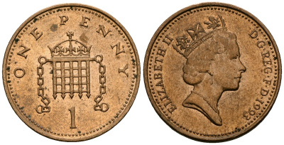 Великобритания 1 пенни 1993 Елизавета II (1952-2022) KM 935a, Spink 4391 (B4) сталь плакированная бронзой 4167-1235
