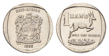 ЮАР 1 ранд 1998 KM 164 медь плакированная никелем UNC 4679-212